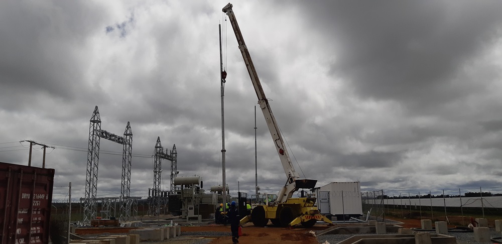 Installation of 18 meter Lightning Mast in Progress